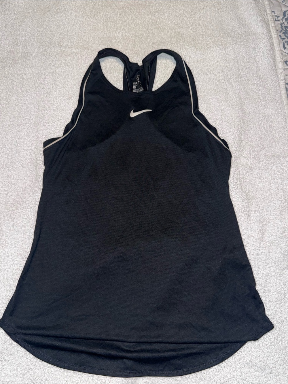 Nike Black Racerback Performance Tank with White Swoosh